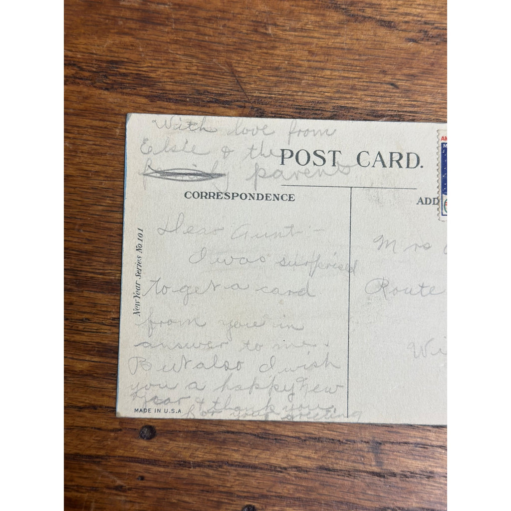 Vintage 1919 Christmas Postcard w/ Christmas Seal Tied American Red Cross