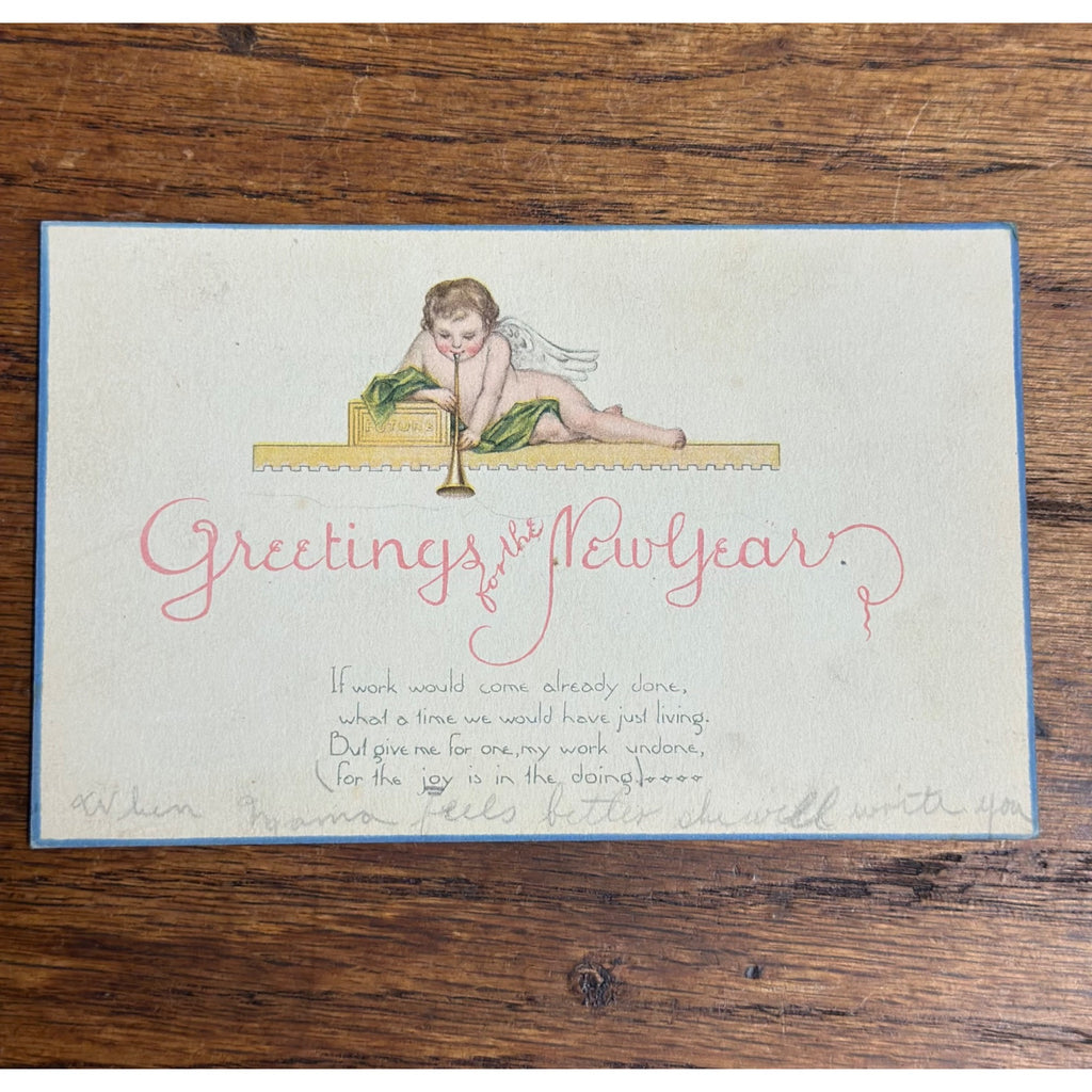 Vintage 1919 Christmas Postcard w/ Christmas Seal Tied American Red Cross