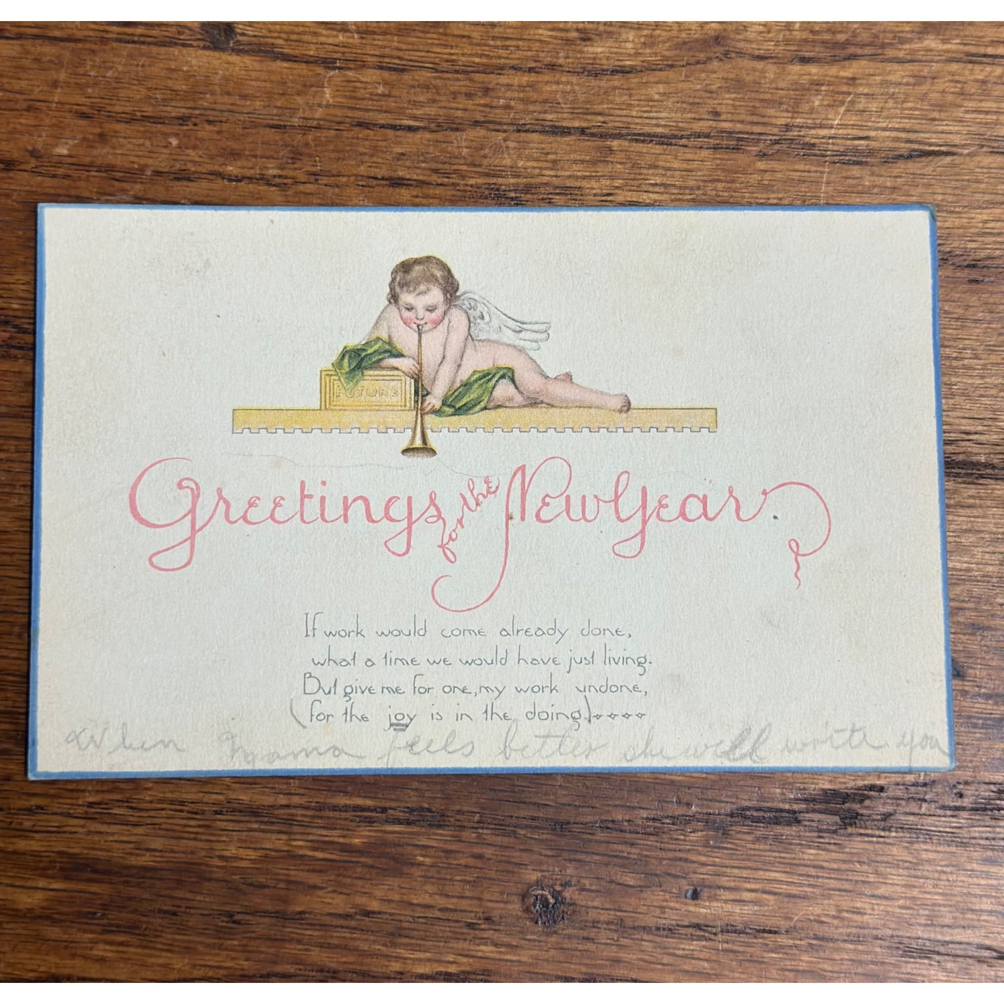 Vintage 1919 Christmas Postcard w/ Christmas Seal Tied American Red Cross