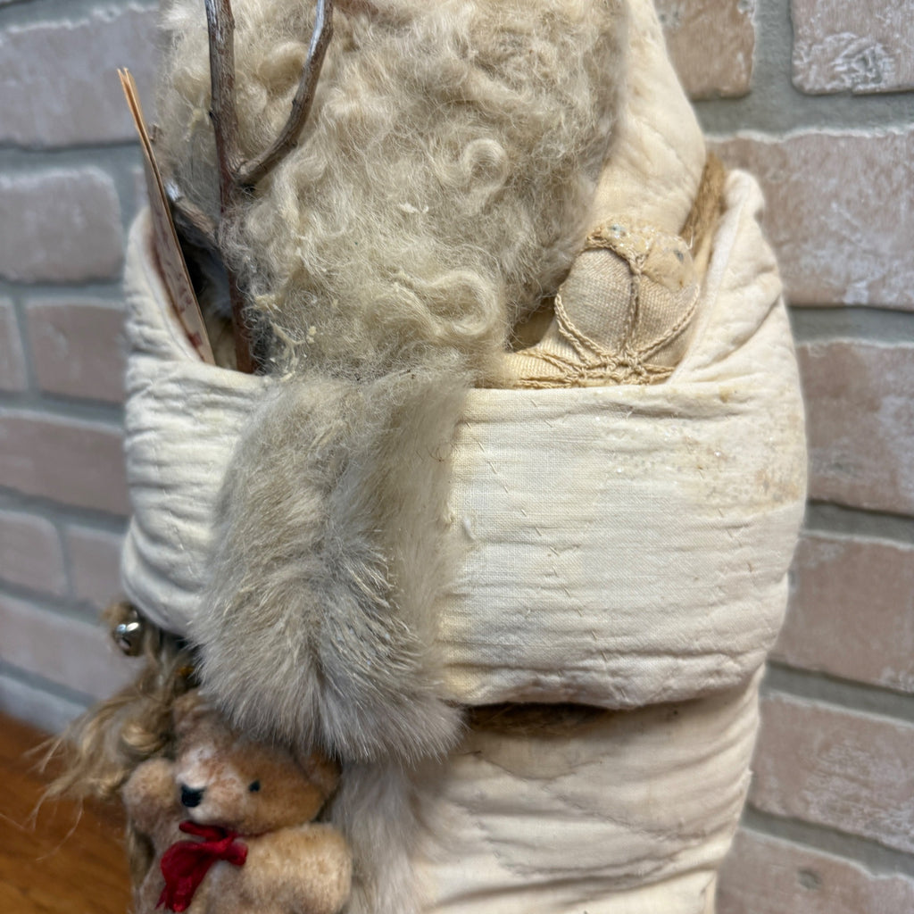 1990 Father Frost Christmas Santa Folk Art Handmade Artist Chris Robinson White