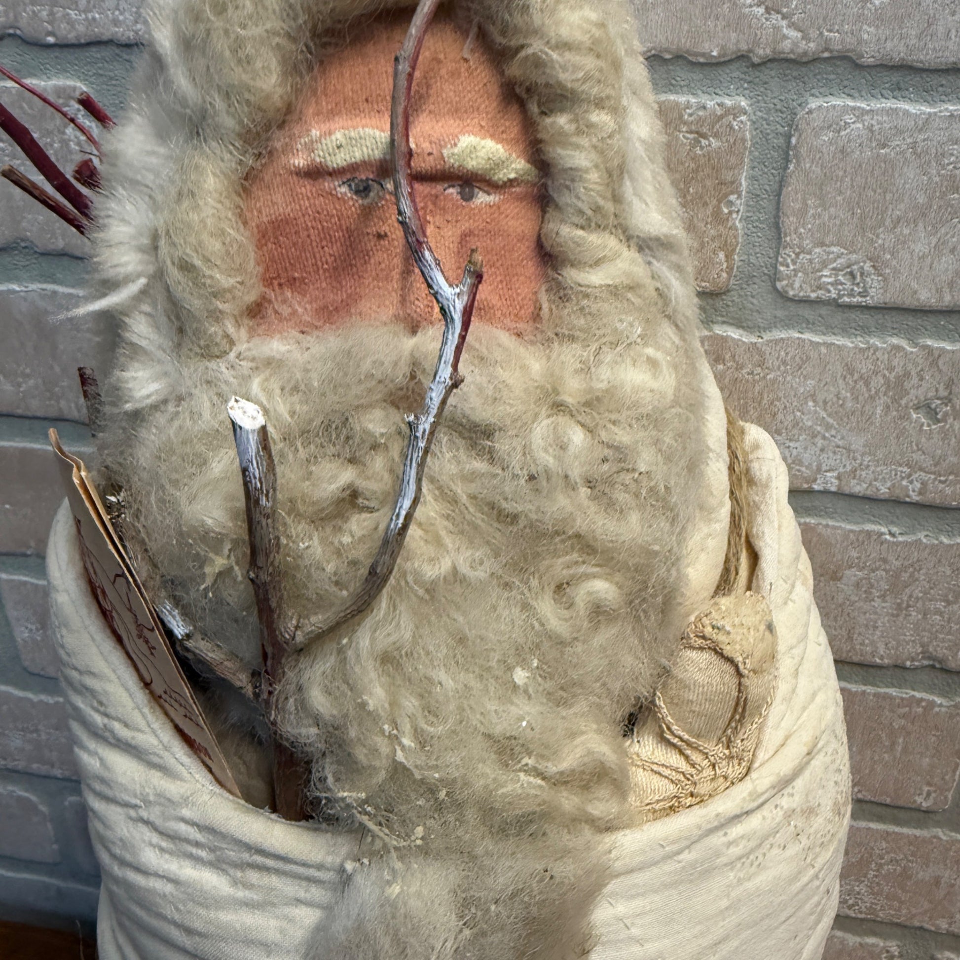 1990 Father Frost Christmas Santa Folk Art Handmade Artist Chris Robinson White