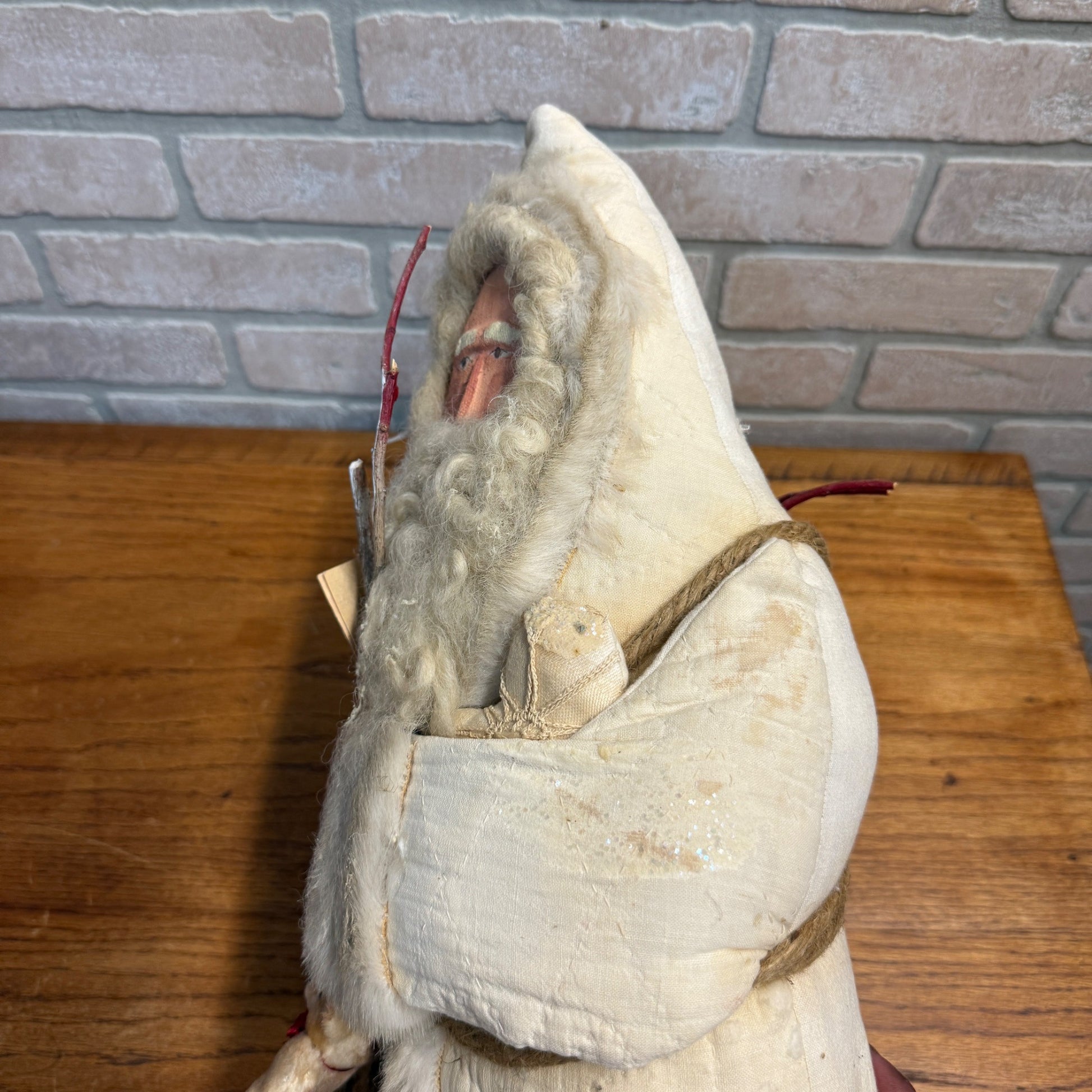 1990 Father Frost Christmas Santa Folk Art Handmade Artist Chris Robinson White