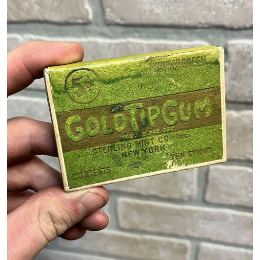 Vintage c1920s Gold Tip Gum 5-Cent Wintergreen Sterling Mint Co. Empty Box