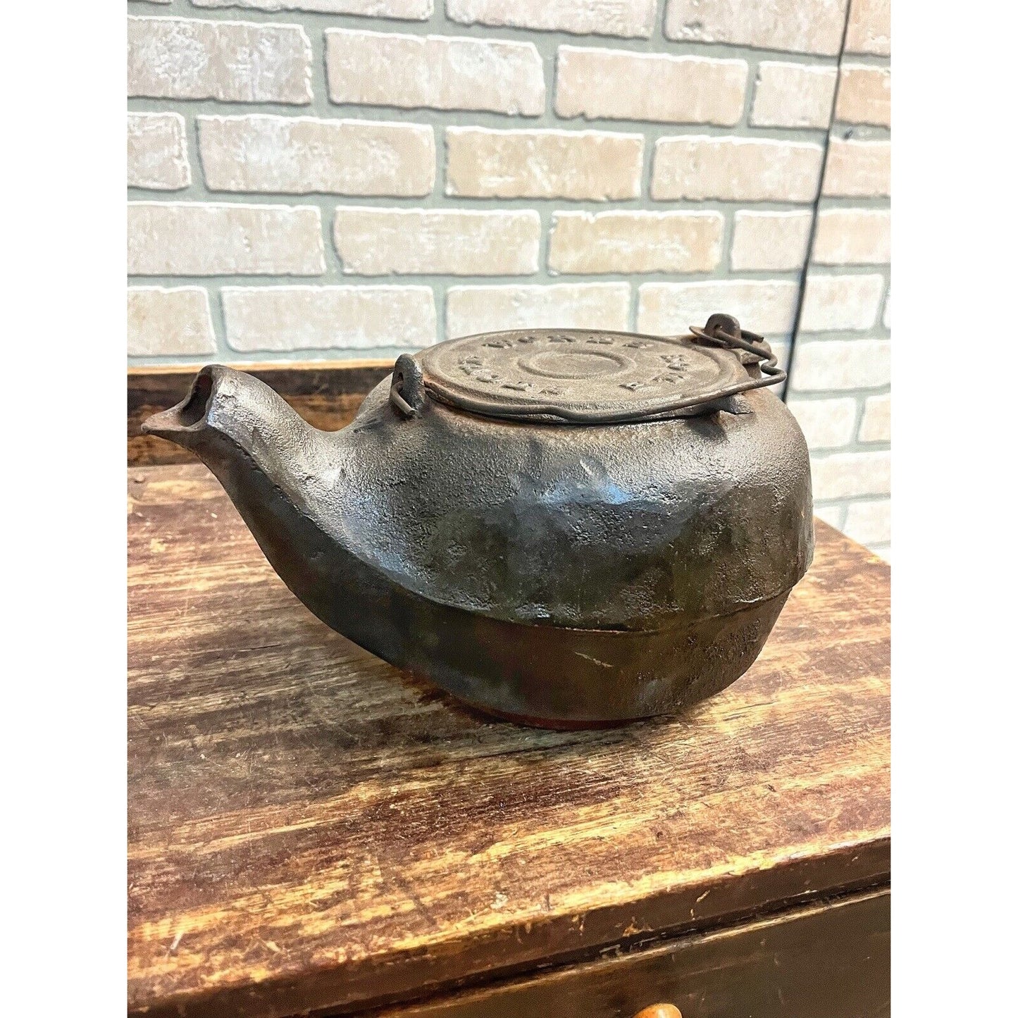 Antique 1900s Rome Stove Works Cast Iron Kettle Tea Pot #7 Cookware for Range