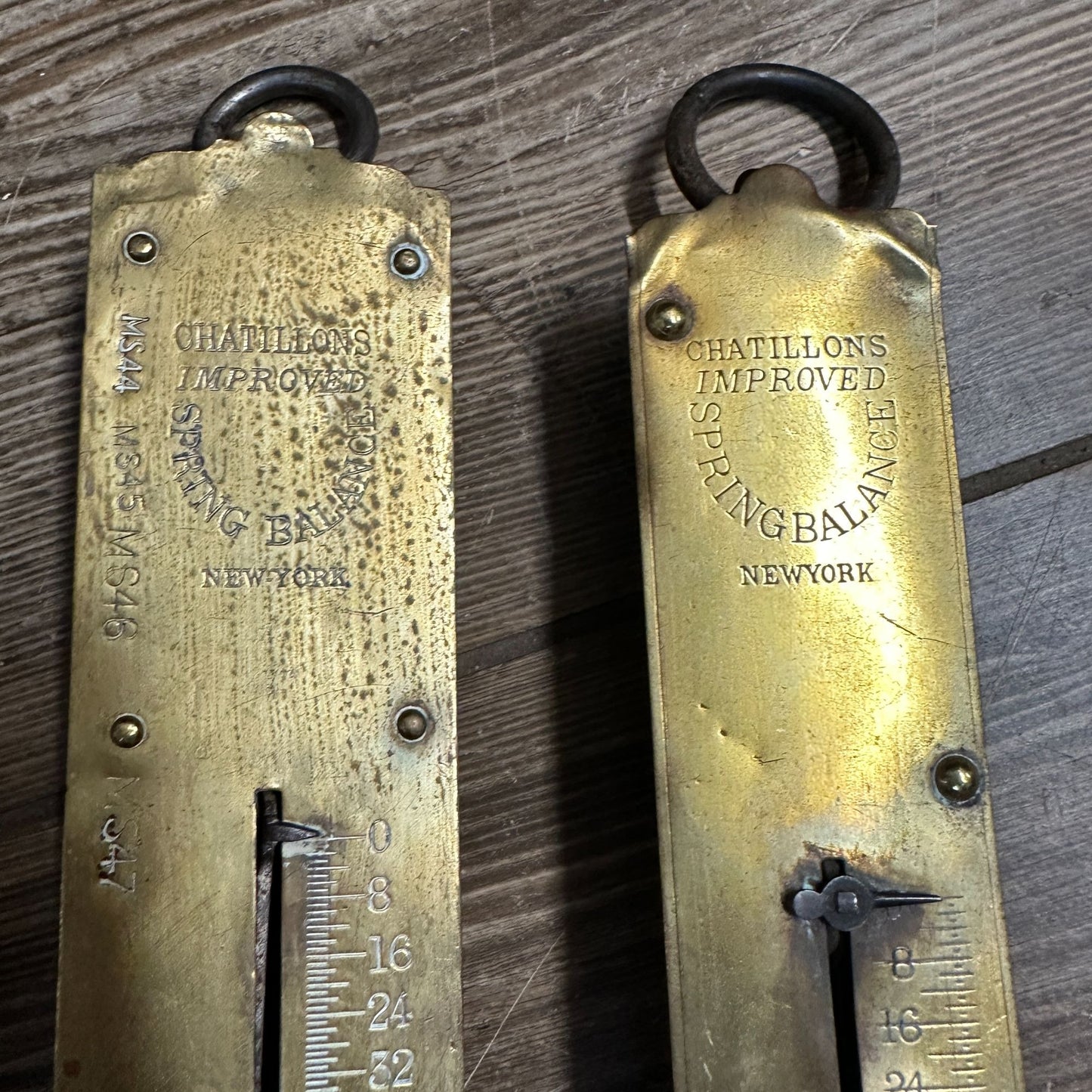 (4) Antique Brass Detecto Chatillon Spring Balance Scales