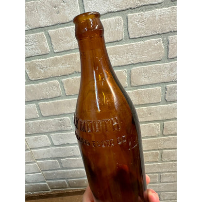 Vintage Plymouth Wis Brewing Co Amber Brown Beer Bottle 15oz Empty