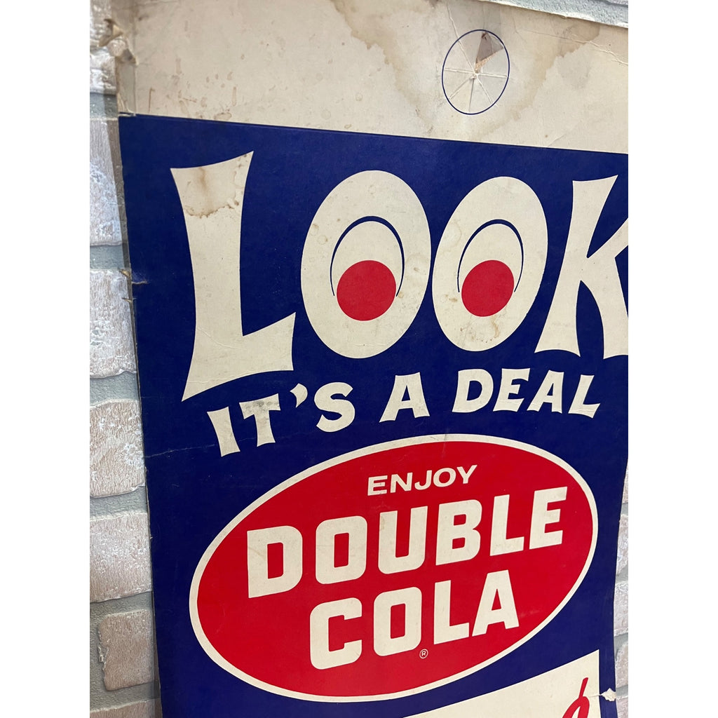 Vintage Double Cola Quart Cardstock Soda Litho Sign