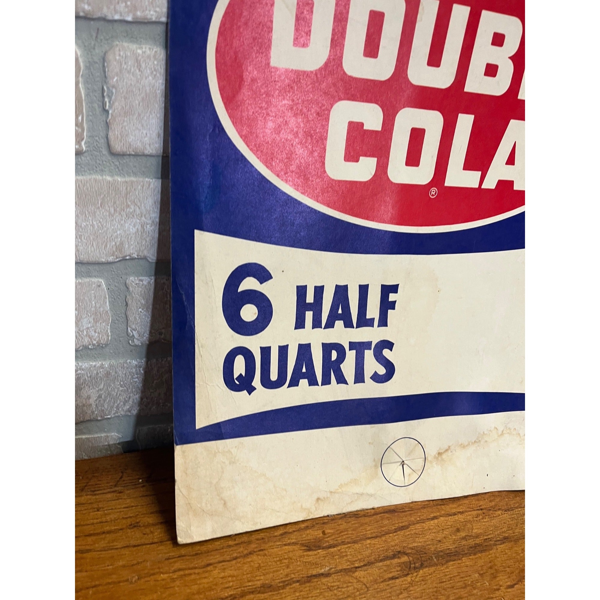 Vintage Double Cola Quart Cardstock Soda Litho Sign