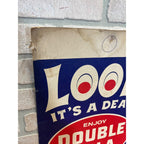 Vintage Double Cola Quart Cardstock Soda Litho Sign