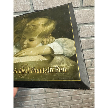 Vintage 1920s Waterman’s Fountain Pen Sign Advertising Store Display Tin-Over-Cardboard