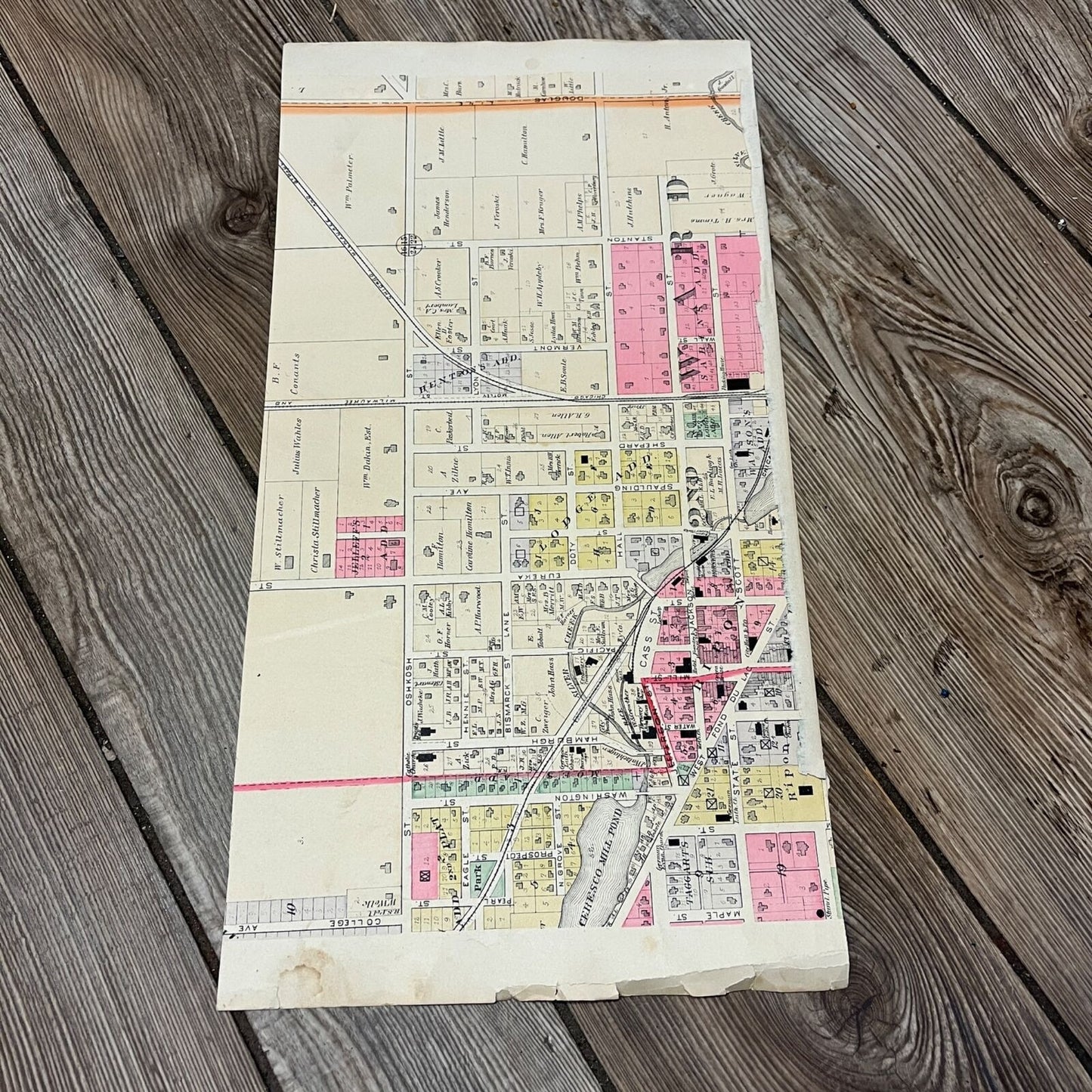 Antique 1893 Friendship Lake Winnebago Wisconsin Wis Plat Map Township