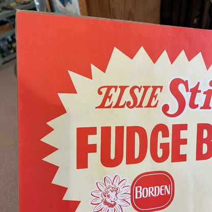 Vintage c1960s Borden's Dairy Elsie Stix Fudge Bar Paper Litho Sign