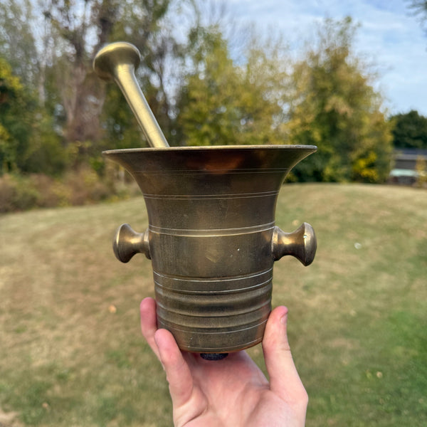 Antique Apothecary Pharmacy Mortar & Pestle Brass #15