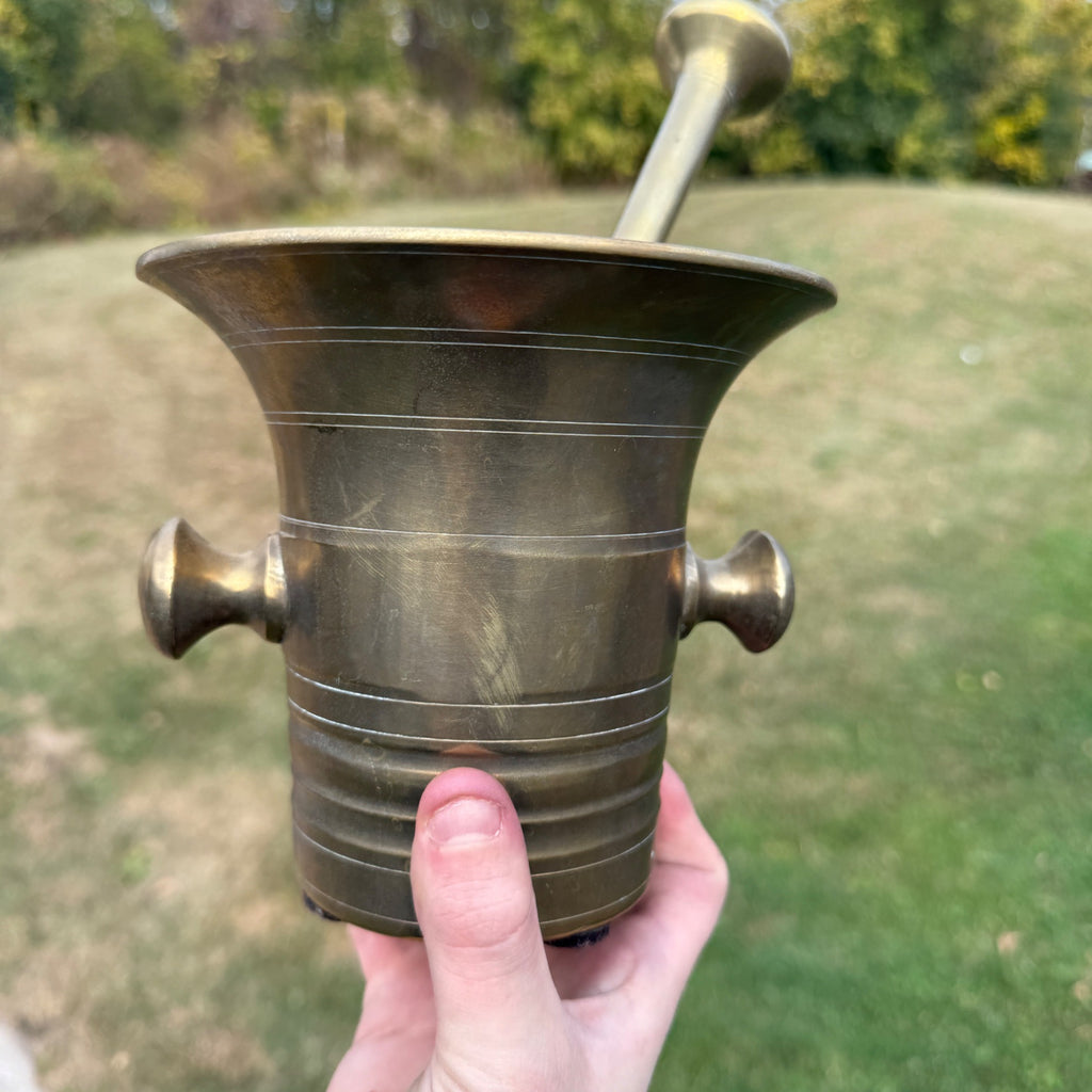 Antique Apothecary Pharmacy Mortar & Pestle Brass #15