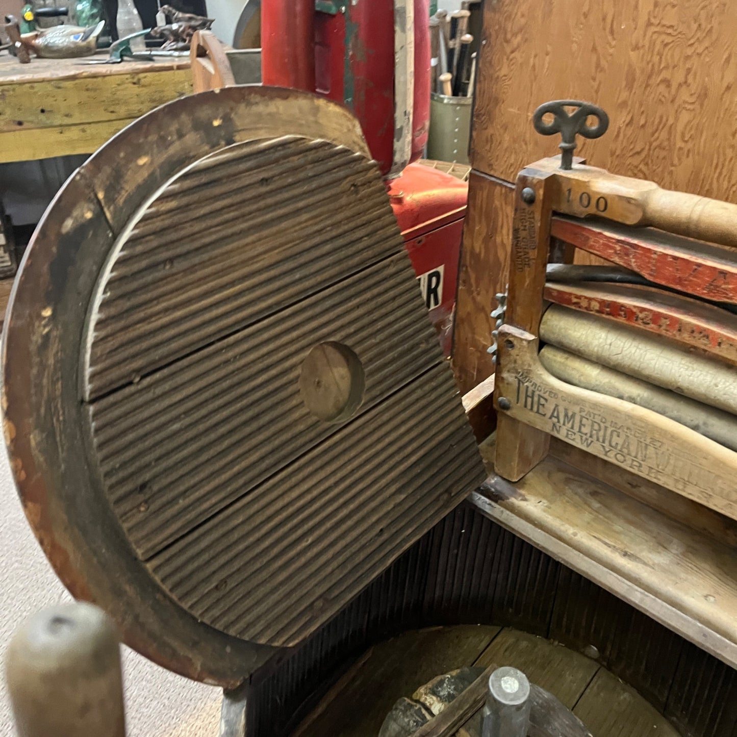 Antique Wooden Barrel Washer Washing Machine w/ Ringer