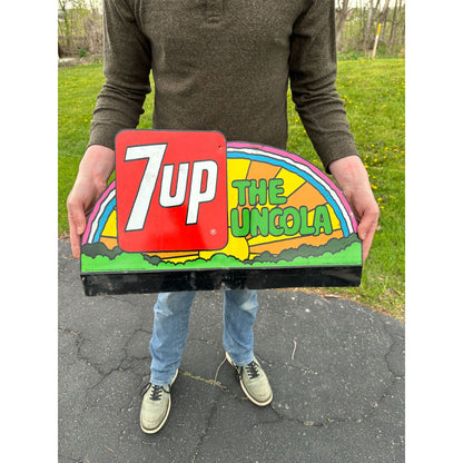 Vintage 7UP Seven-Up 1971 “The Uncola” Flange Advertising Sign Peter Max