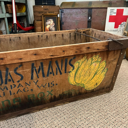 Vintage Banana Crate Cohodas Manis Co Fond du lac Wis Advertising Wooden Box