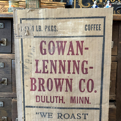 Antique 1910s Gowan Lenning Brown Coffee Cardbaord Advertising Sign