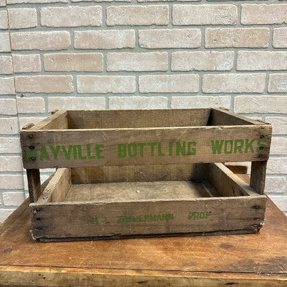 Vintage Mayville Bottling Works Soda Advertising Wis Wooden Crate HL Zimmerman