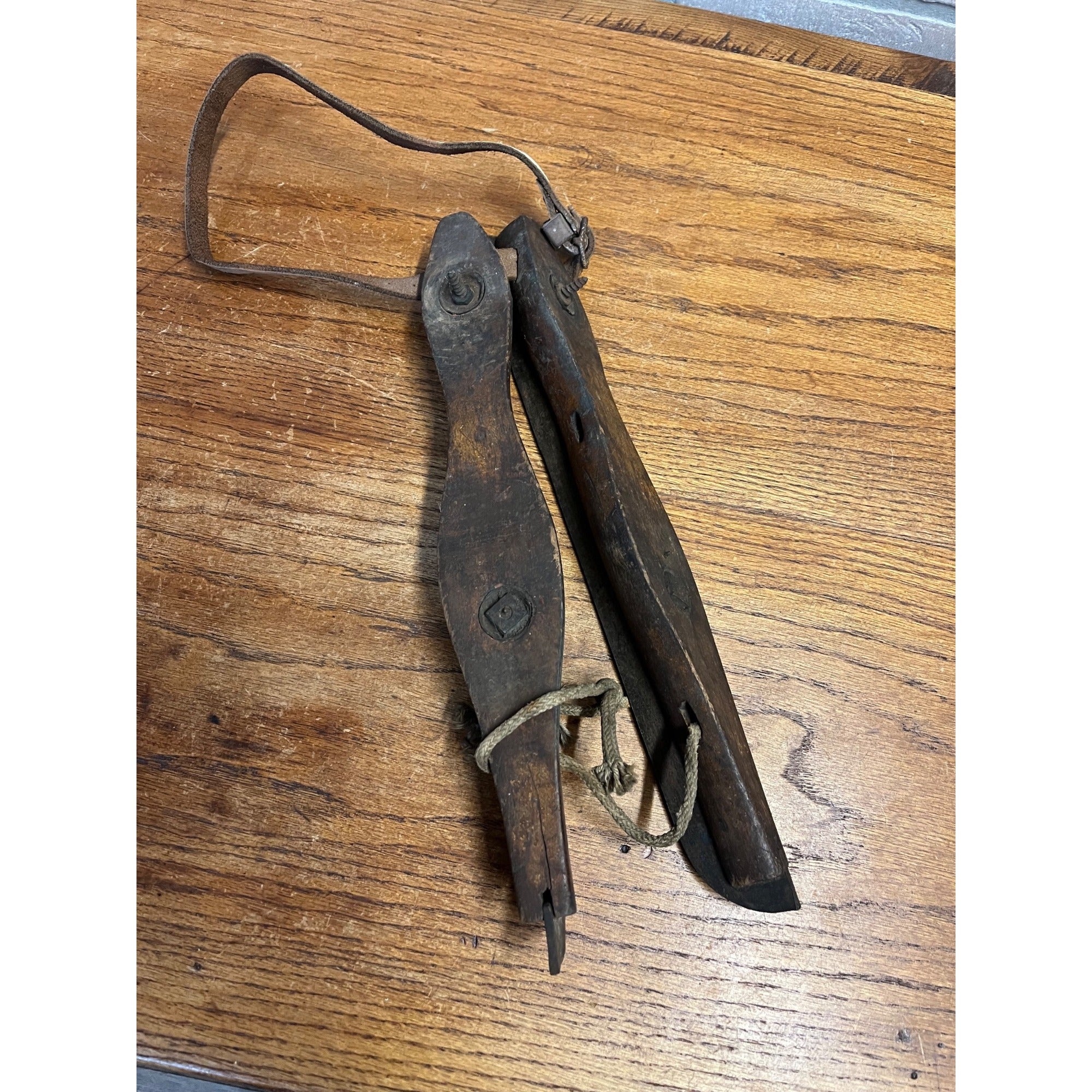Antique Wood and Metal Ice Skates Early 1800's Primitive Cabin Decor