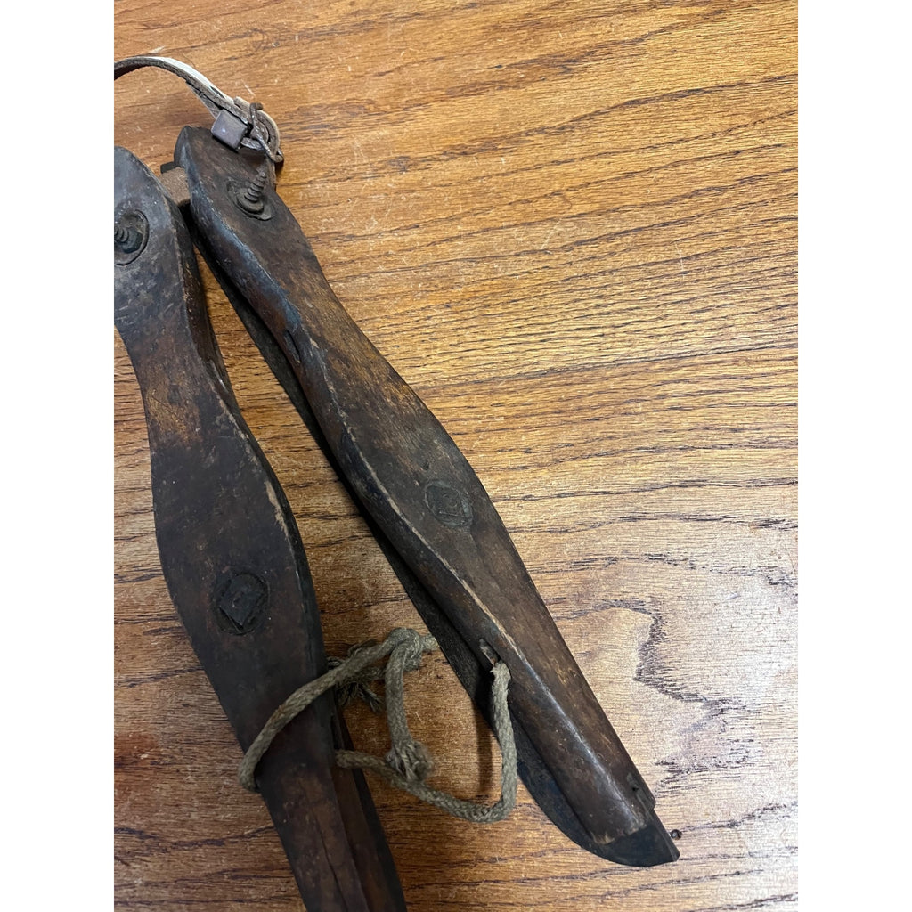 Antique Wood and Metal Ice Skates Early 1800's Primitive Cabin Decor