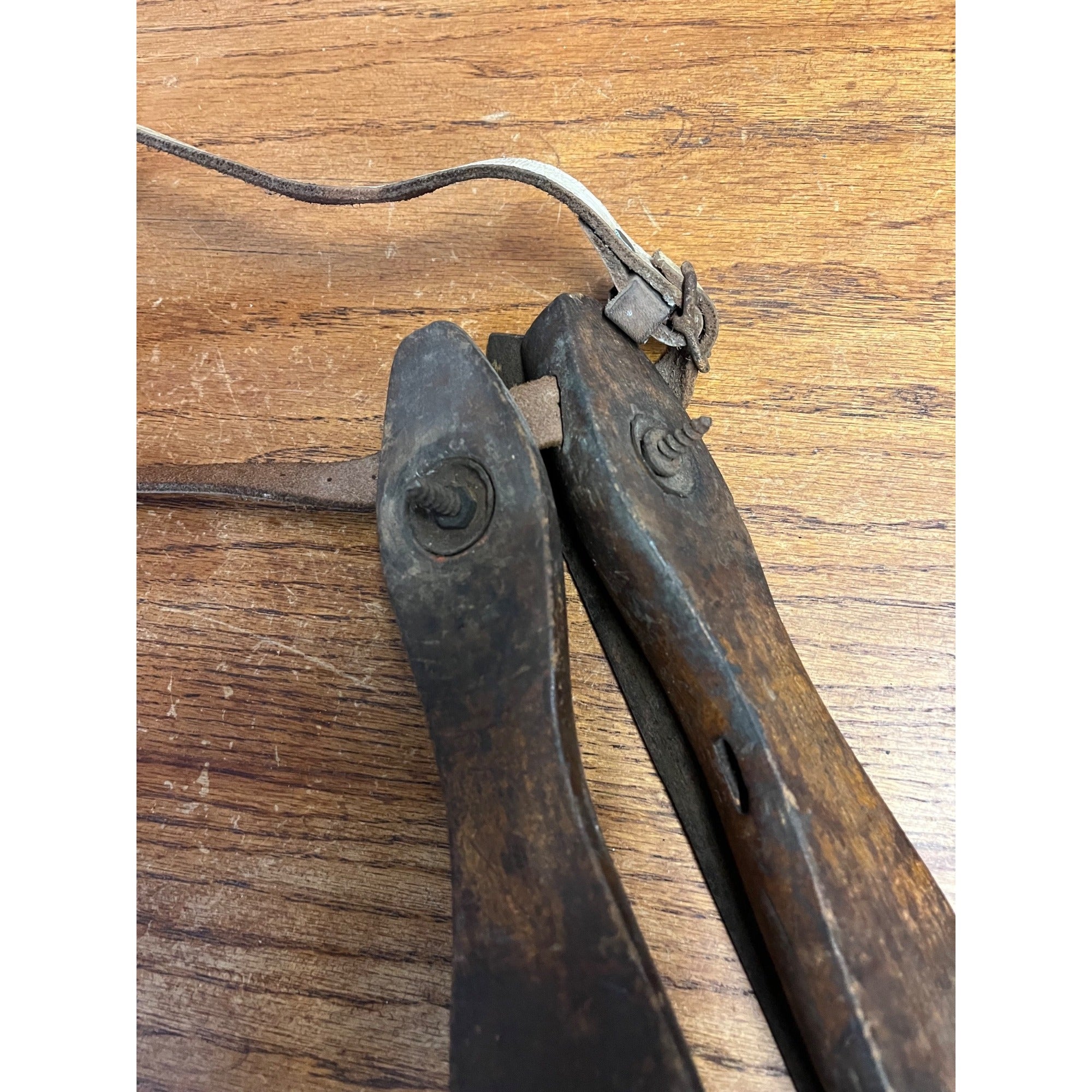 Antique Wood and Metal Ice Skates Early 1800's Primitive Cabin Decor