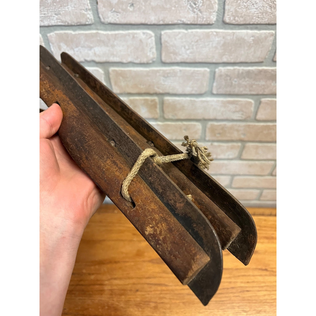 Antique Wood and Metal Ice Skates Early 1800's Primitive Cabin Decor