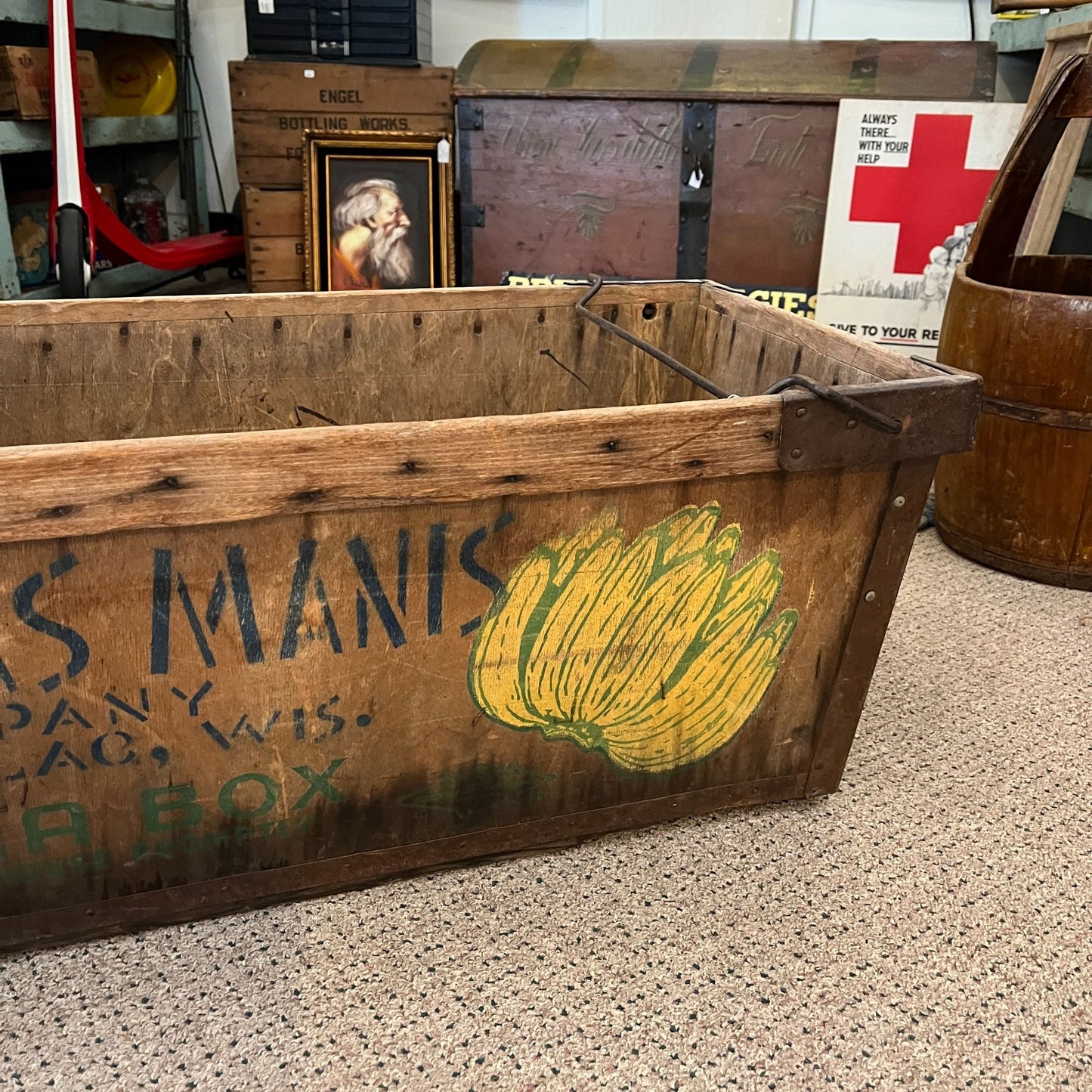 Vintage Banana Crate Cohodas Manis Co Fond du lac Wis Advertising Wooden Box