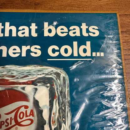 Vintage 1967 Pepsi Cola Soda Ice Cube Store Window Sign Decal Advertising