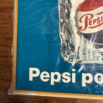 Vintage 1967 Pepsi Cola Soda Ice Cube Store Window Sign Decal Advertising