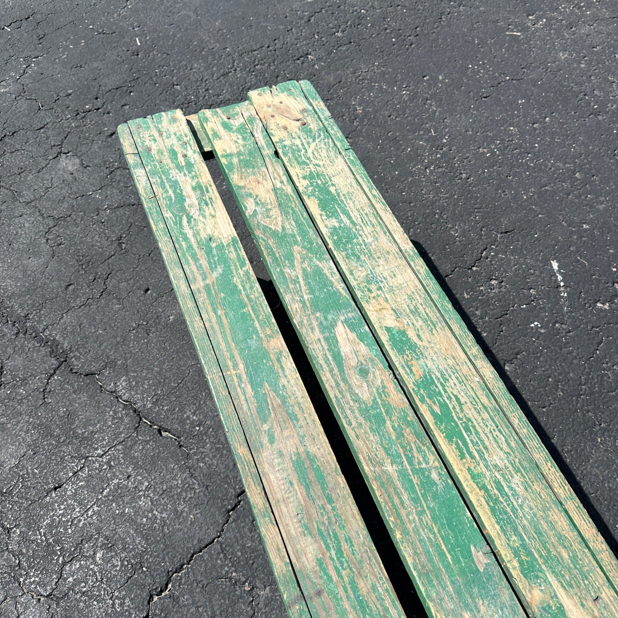 Antique Primitive Green Paint Wooden Bench Plant Stand Farmhouse Decor