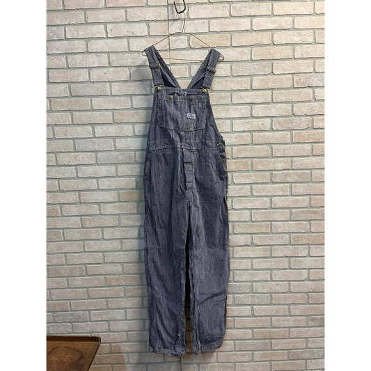 Vintage 1960s Big Smith Union Made Hickory Striped Railroad Overalls Workwear