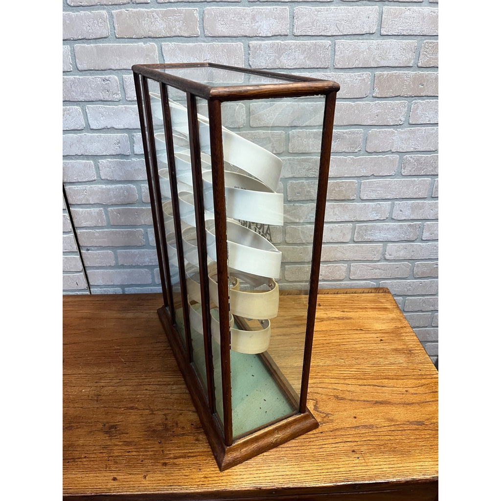 Antique Wood and Glass Mercantile Arrow Collar Store Display / Vintage Clothing / Haberdashery