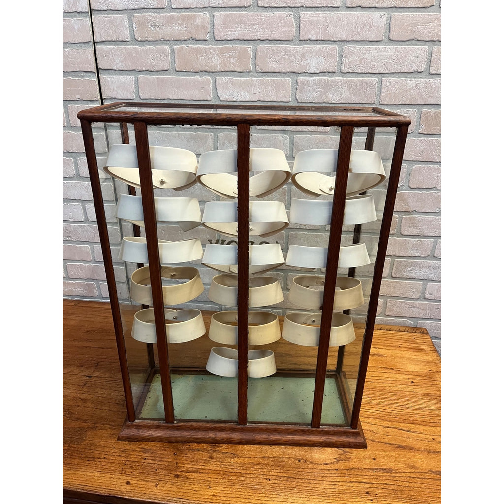 Antique Wood and Glass Mercantile Arrow Collar Store Display / Vintage Clothing / Haberdashery