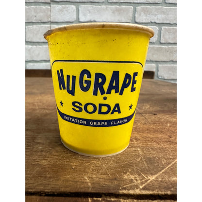 VINTAGE WAX PAPER CUP NUGRAPE SODA POP YELLOW 4OZ