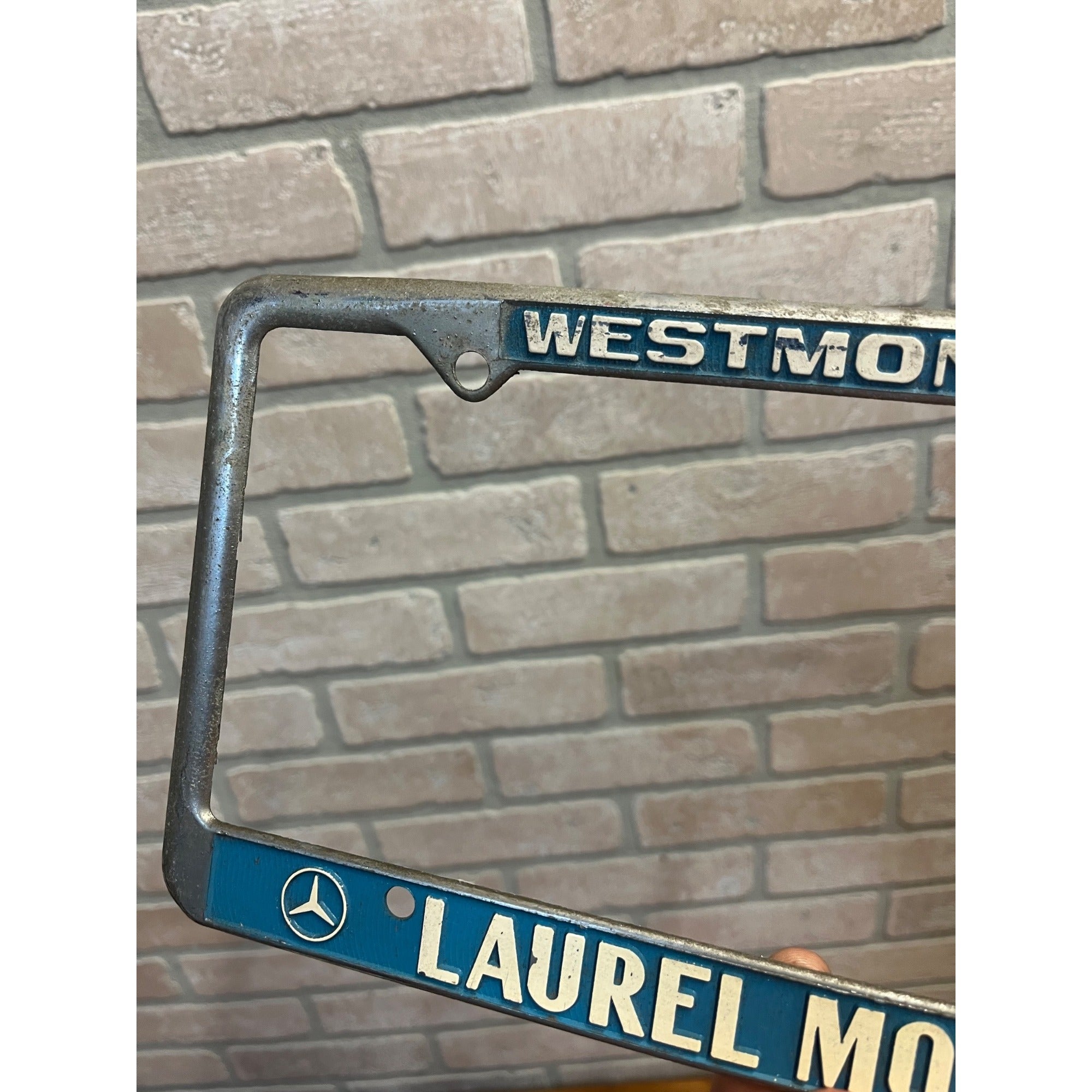 Vintage Mercedes-Benz BMW Booster Dealer License Plate Frame Westmont IL Laurel