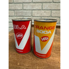 Vintage Vess Soda Pop Cans (2) Cola + Orange Steel Pull Tab Flat Top