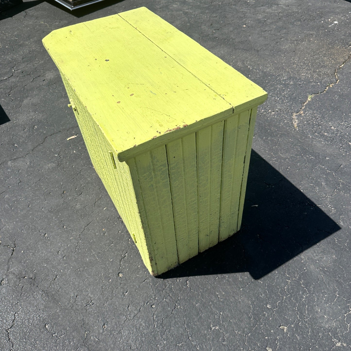 Antique Primitive Wooden Yellow Green Storage Cabinet Cupboard