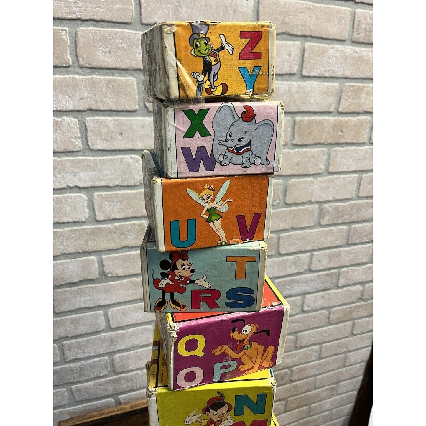 Vintage c1960s Walt Disney Alphabet / Number Children's Learning Toy Blocks