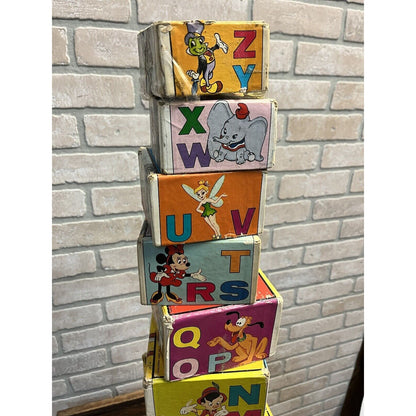 Vintage c1960s Walt Disney Alphabet / Number Children's Learning Toy Blocks