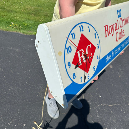 Vintage 1960s Royal Crown Cola RC Soda Lighted Advertising Clock Sign