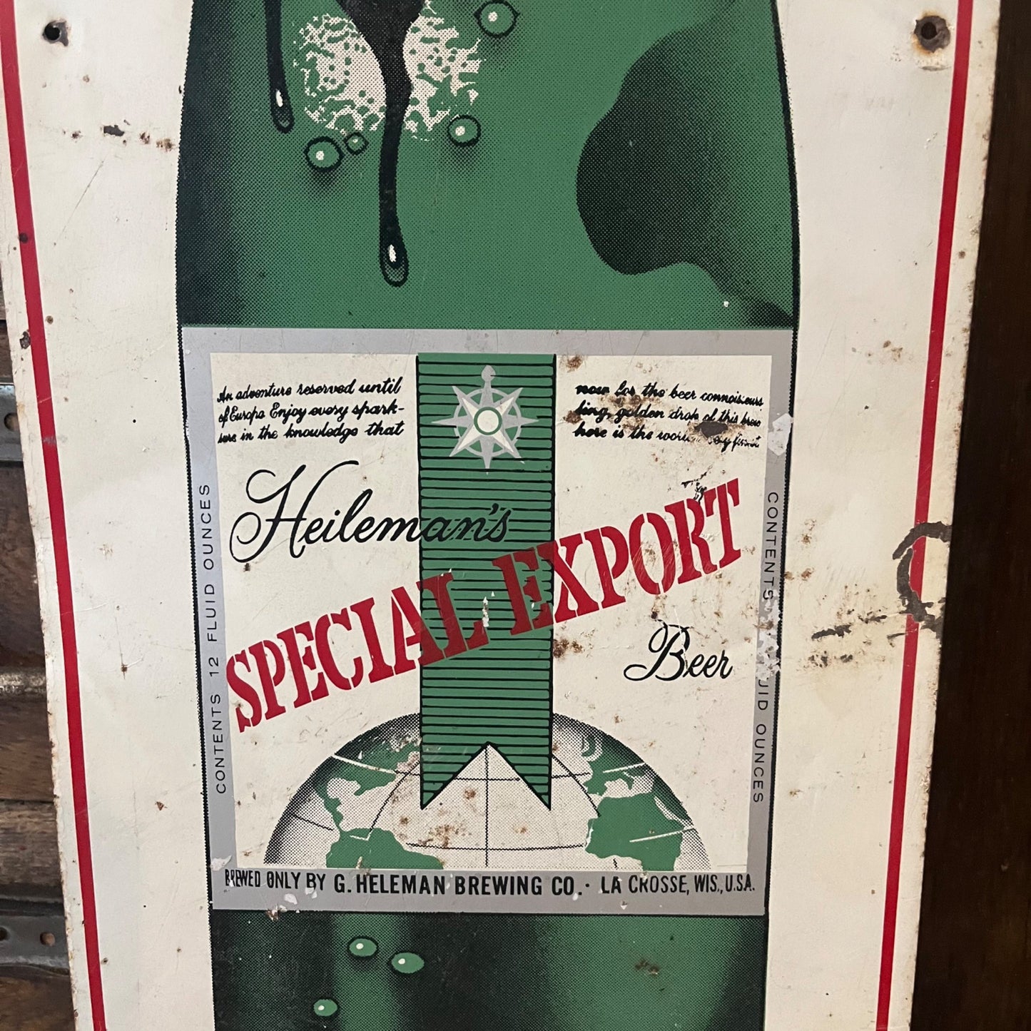 RARE Vintage Heileman’s Special Export Beer Tin Advertising Sign LaCrosse Wis