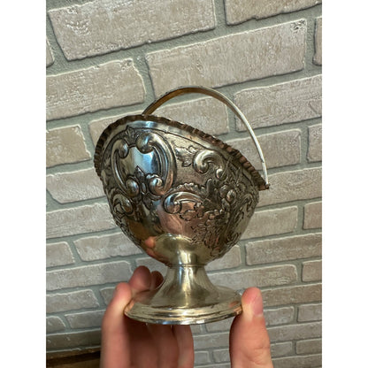 Antique Corbell & Company Silverplate w/ Gold Gilt Wash Sugar Basket Bowl Handle