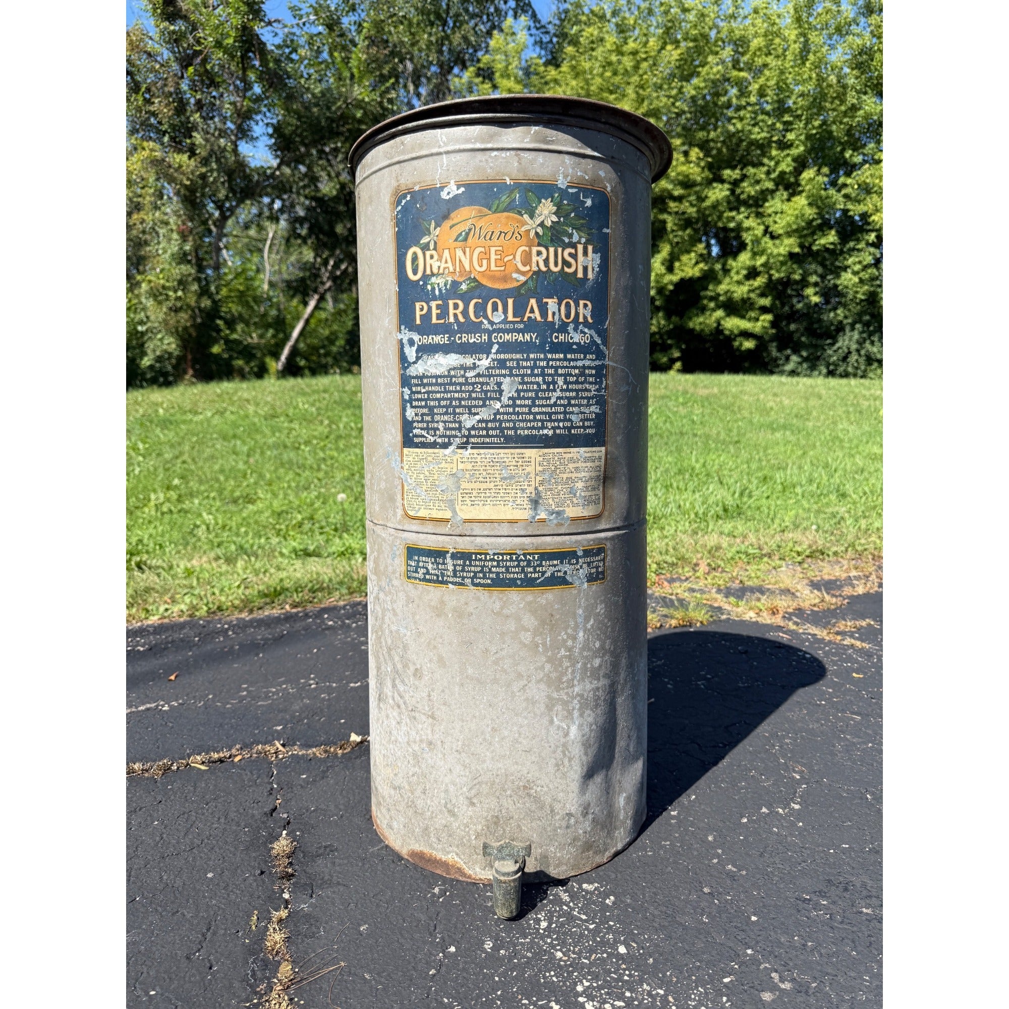 RARE Vintage Early 1900s Ward's Orange Crush Sugar Percolator General Store Sign