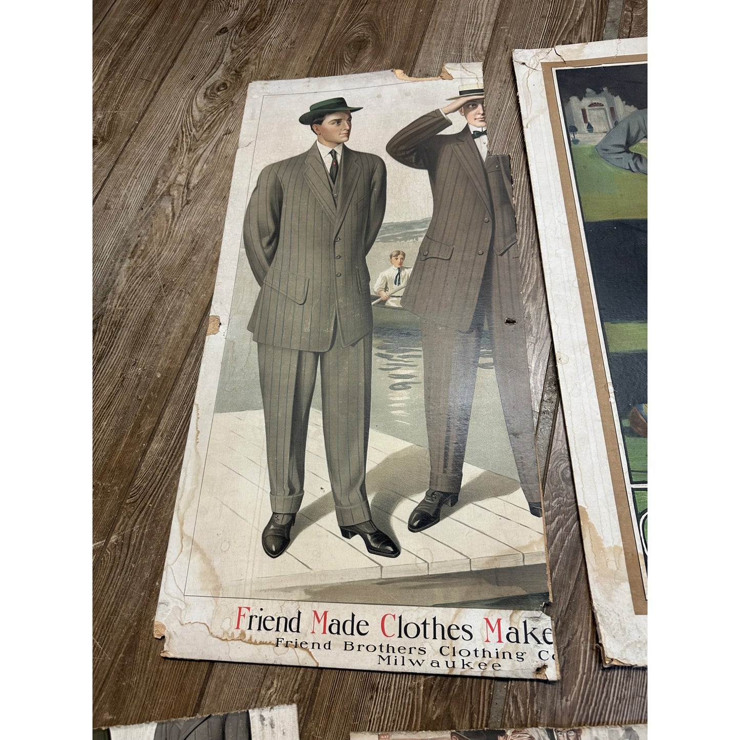 Vintage 1900s Friend Brothers Clothing Co Milwaukee WI Lot CUT Advertising Signs