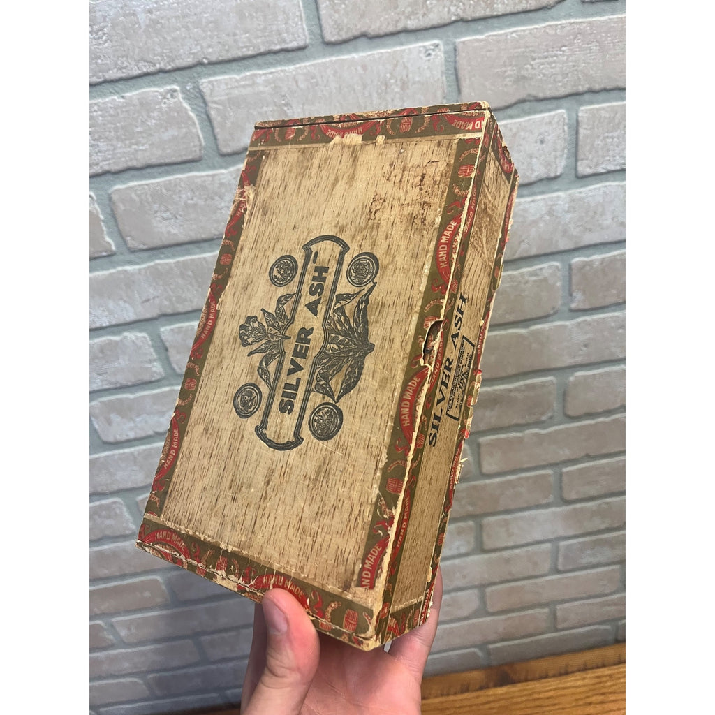 Vintage Wooden Cigar Box "Silver Ash" Advertising Ullrich Campbellsport Wisconsin