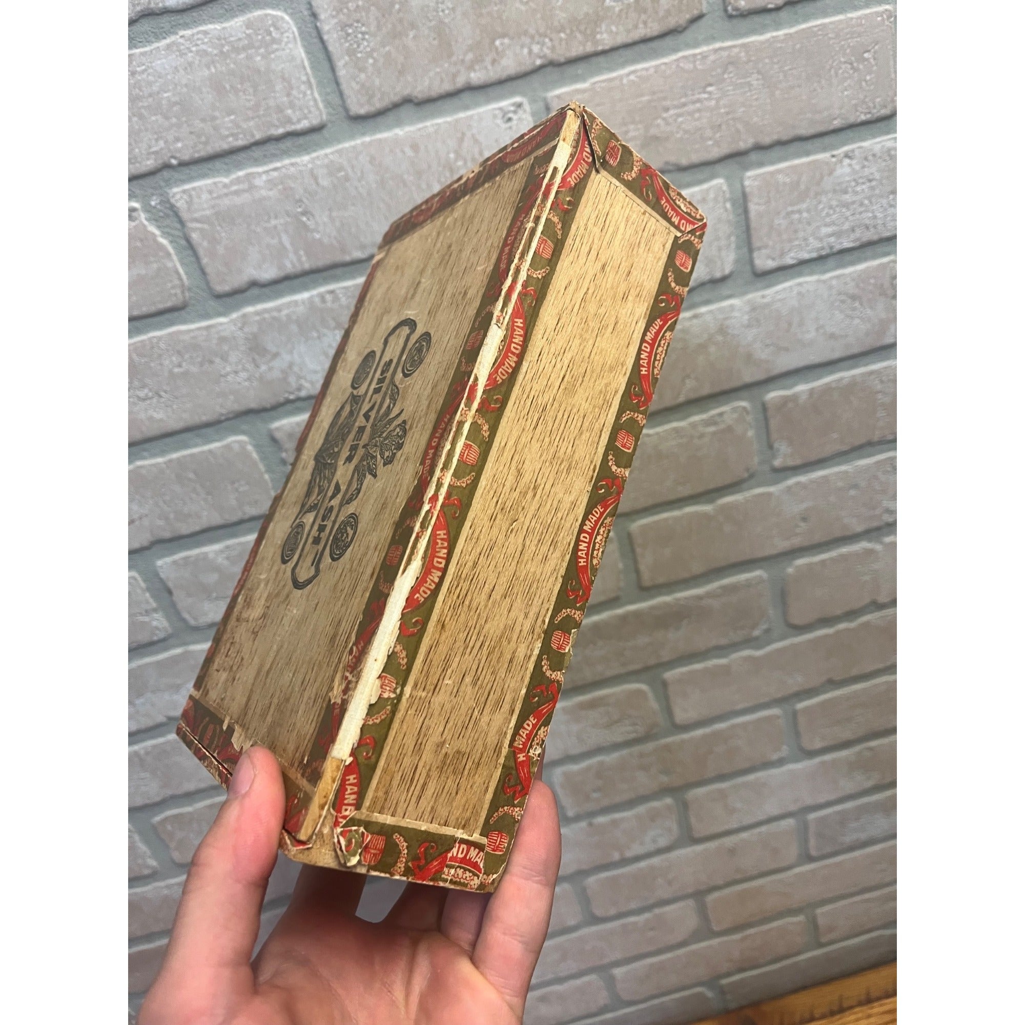 Vintage Wooden Cigar Box "Silver Ash" Advertising Ullrich Campbellsport Wisconsin