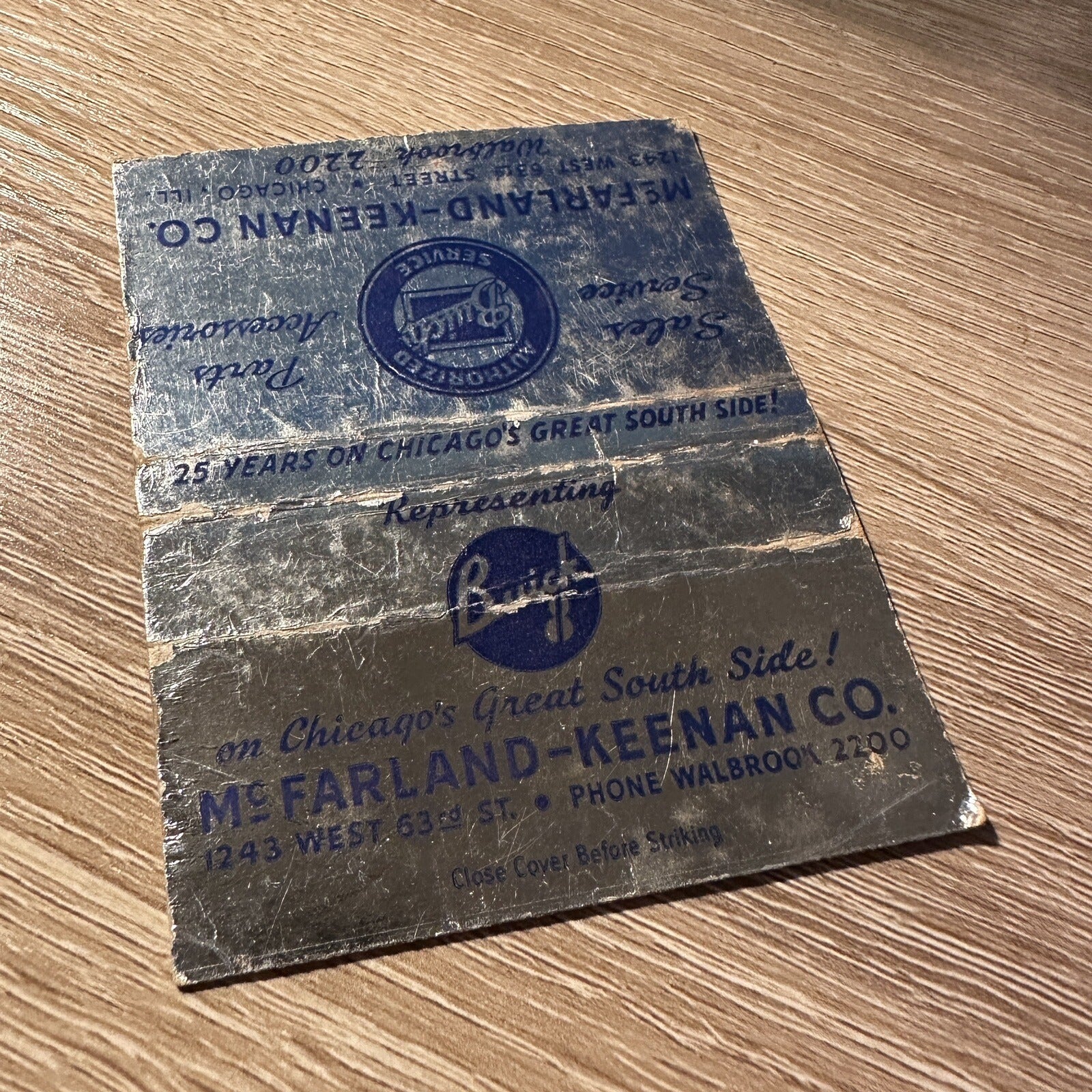 Vintage Mcfarland Keenan Co Chicago Buick Dealer Advertising Matchbook