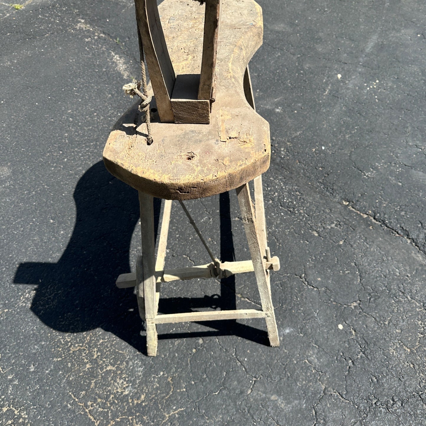 Antique Primitive Saddlemaker's Bench Stool Harness Leather Maker's Bench.