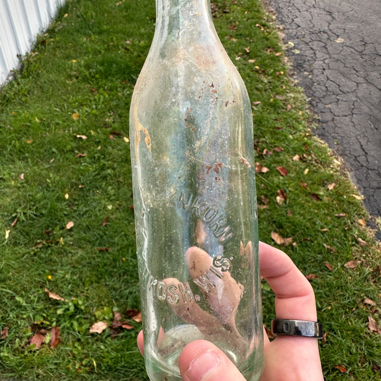 Vintage 1930s A.J. Greenkorn Oshkosh Wis Soda Bottle Embossed Wisconsin